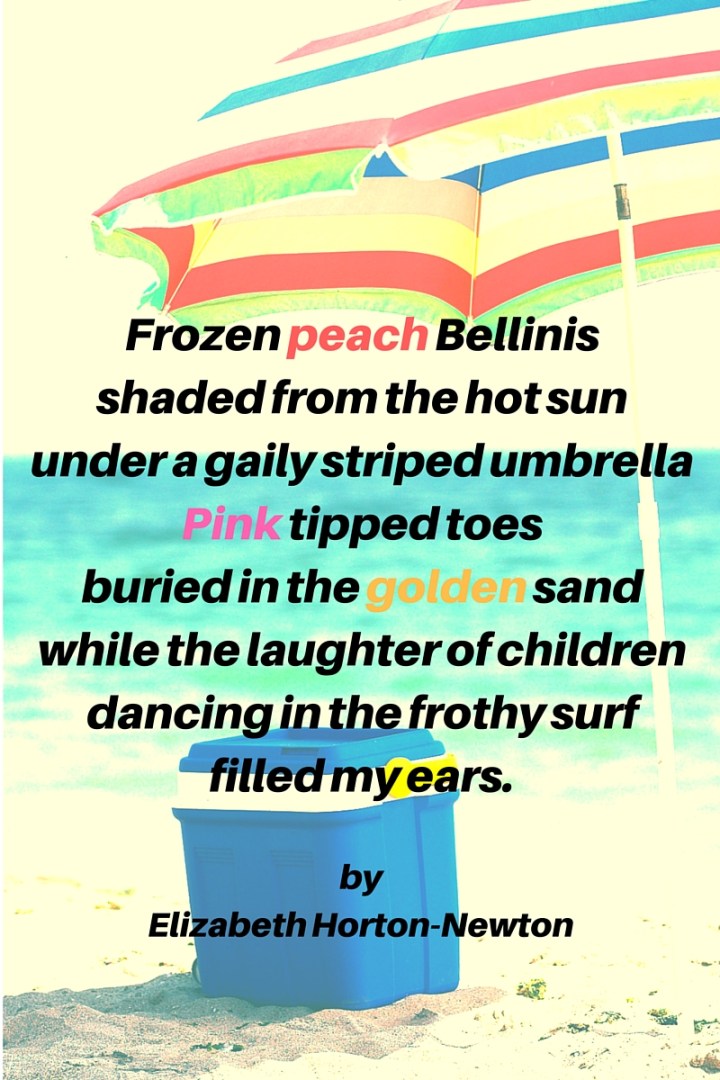 Frozen peach Bellinisshaded from the hot sununder a gaily striped umbrella (1)